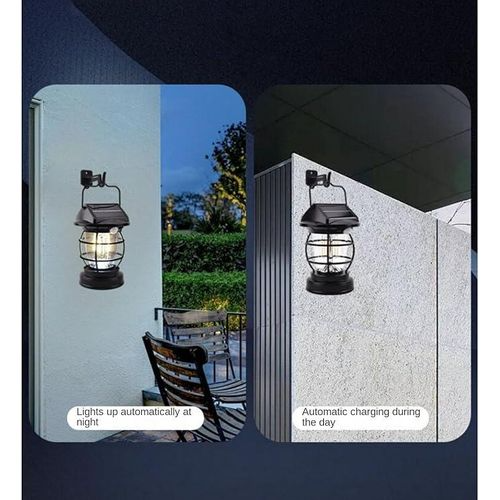 Solar Sensor Light Rechargeable Lantern Dimmable Camping Outdoor Hanging Lamp