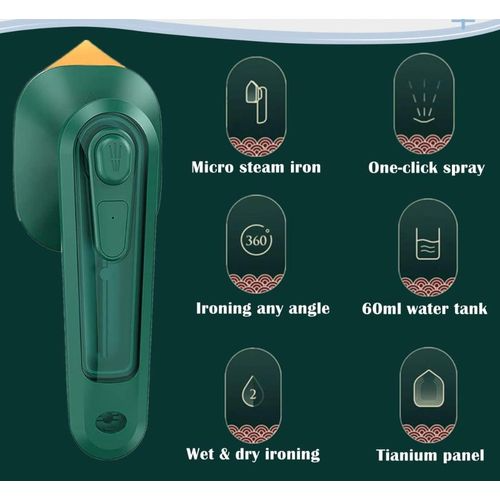 Travel Iron Mini, Portable Steam Iron for Clothes, Professional Micro Steam Irons Travel Mini Iron 180°Rotatable Handheld Steam Iron for Home