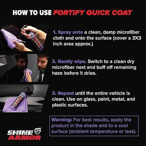 SHINE ARMOR Fortify Quick Coat – 3-in-1 Ceramic Coating, Car Wax & Waterless Wash Spray – Hydrophobic Top Coat & Paint Sealant for Long-Lasting Shine