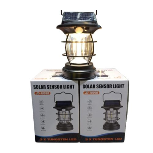 Solar Sensor Light Rechargeable Lantern Dimmable Camping Outdoor Hanging Lamp