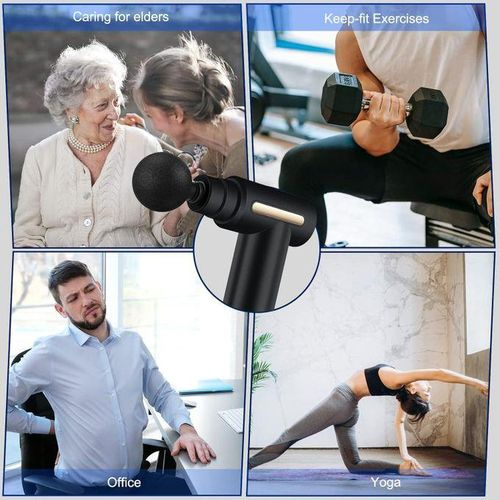 Deep Tissue Massage Gun – Handheld Electric Muscle Massager with 6 Speed Levels & 4 Massage Heads – Powerful Percussion for Muscle Recovery & Pain Relief