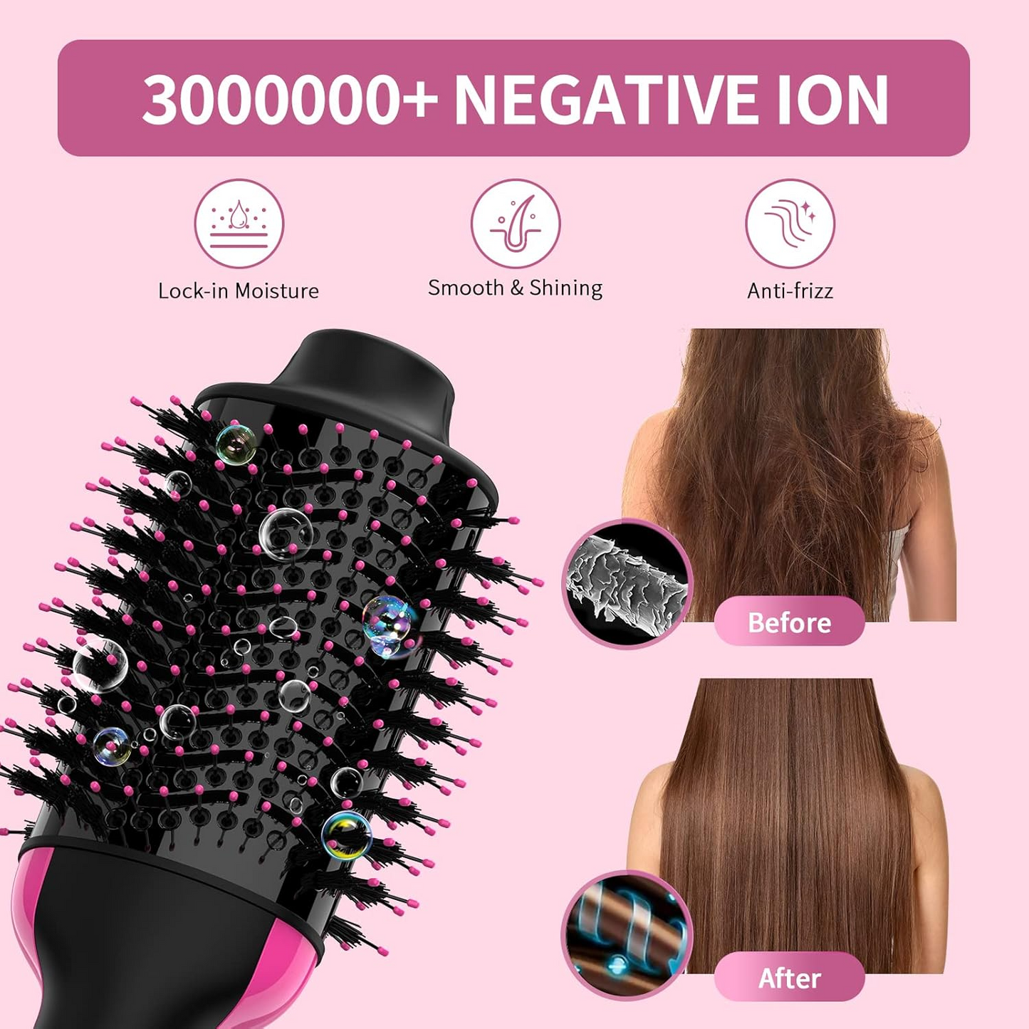 3 in 1 Hair Dryer. One-Step Hair Dryer & Volumizer Brush | Blow Dryer, Styler & Detangler