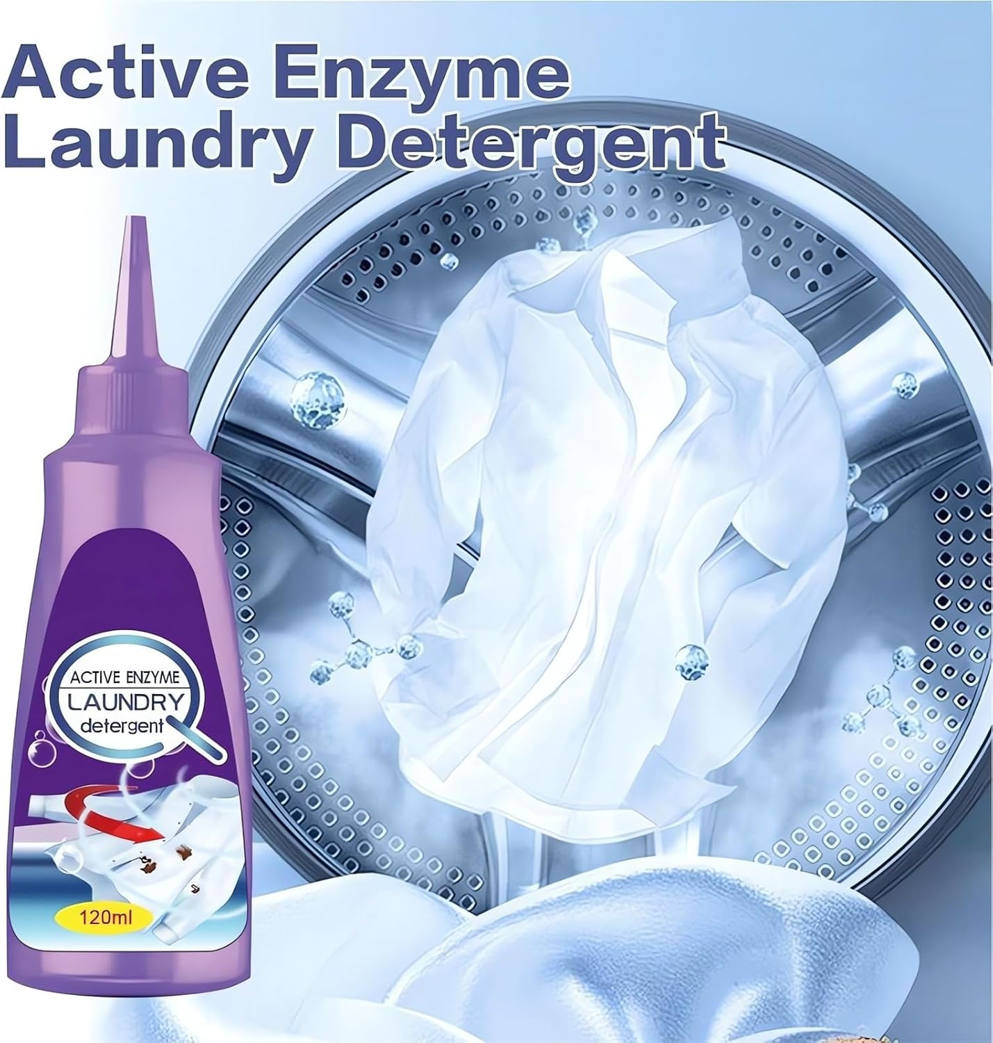 Active Enzyme Laundry Stain Remover - New Enzyme Cleaner Clothing Stain Remover, Natural Non Toxic Widely Applicable for Enzyme Carpet Fabric Hats Pet Oil Red Wine Ink Armpit Stain Remover (1PC)