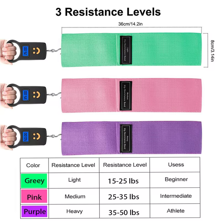 Resistance Bands Thick Booty Hip Exercise Bands Set - 3pcs