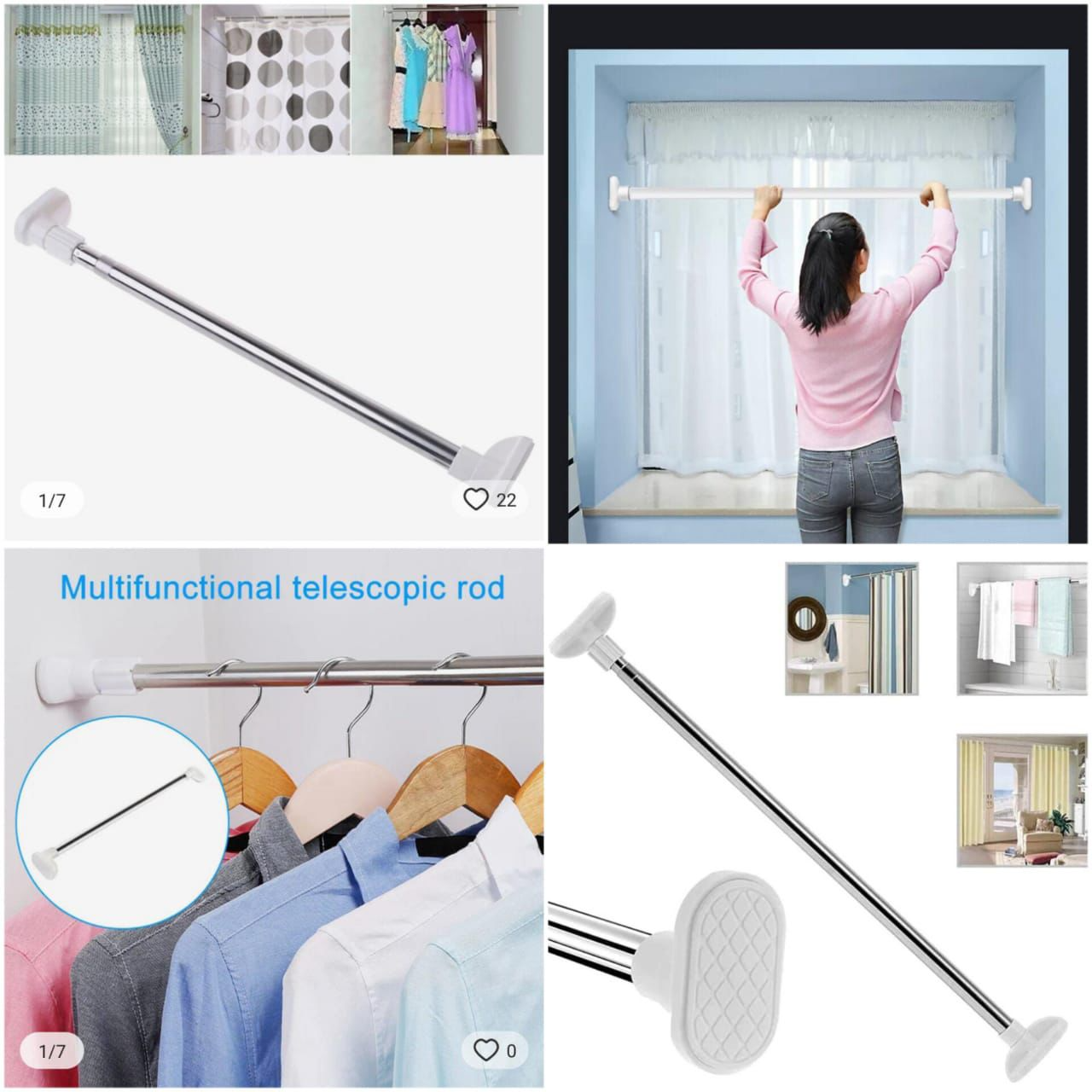 Multipurpose Extendable Telescopic Rod – Adjustable Shower Curtain, Closet, and Hanging Rod