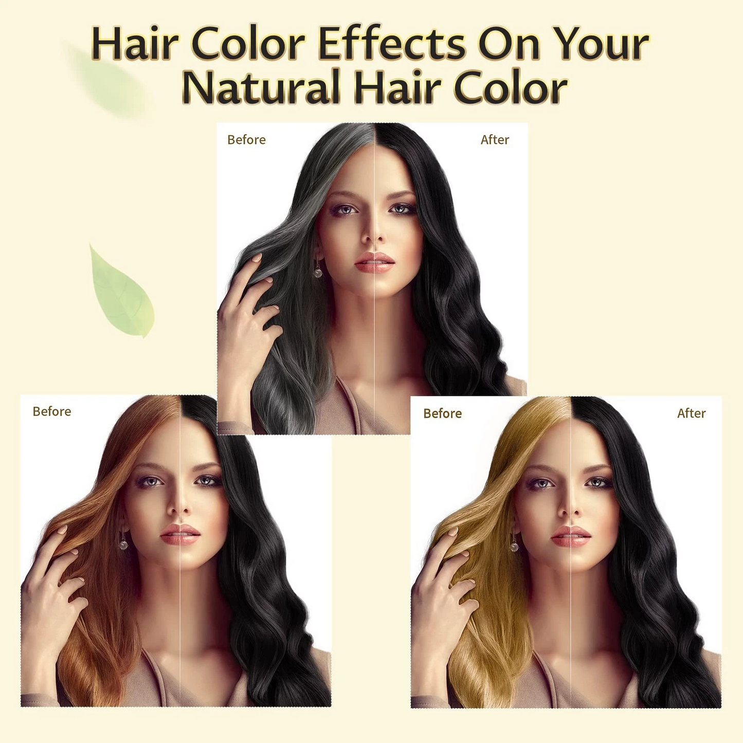 3-in-1 Black Hair Dye Shampoo for Gray Hair – Long-Lasting Hair Color, Cleanser & Conditioner for Women & Men – Natural Ingredients, Easy at-Home Use