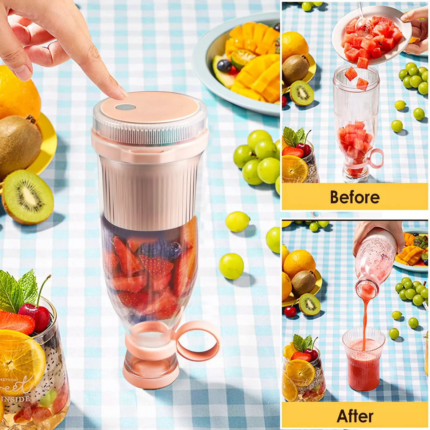 Portable Blender Electric USB Rechargeable Smoothies Juicer Shaker Cup