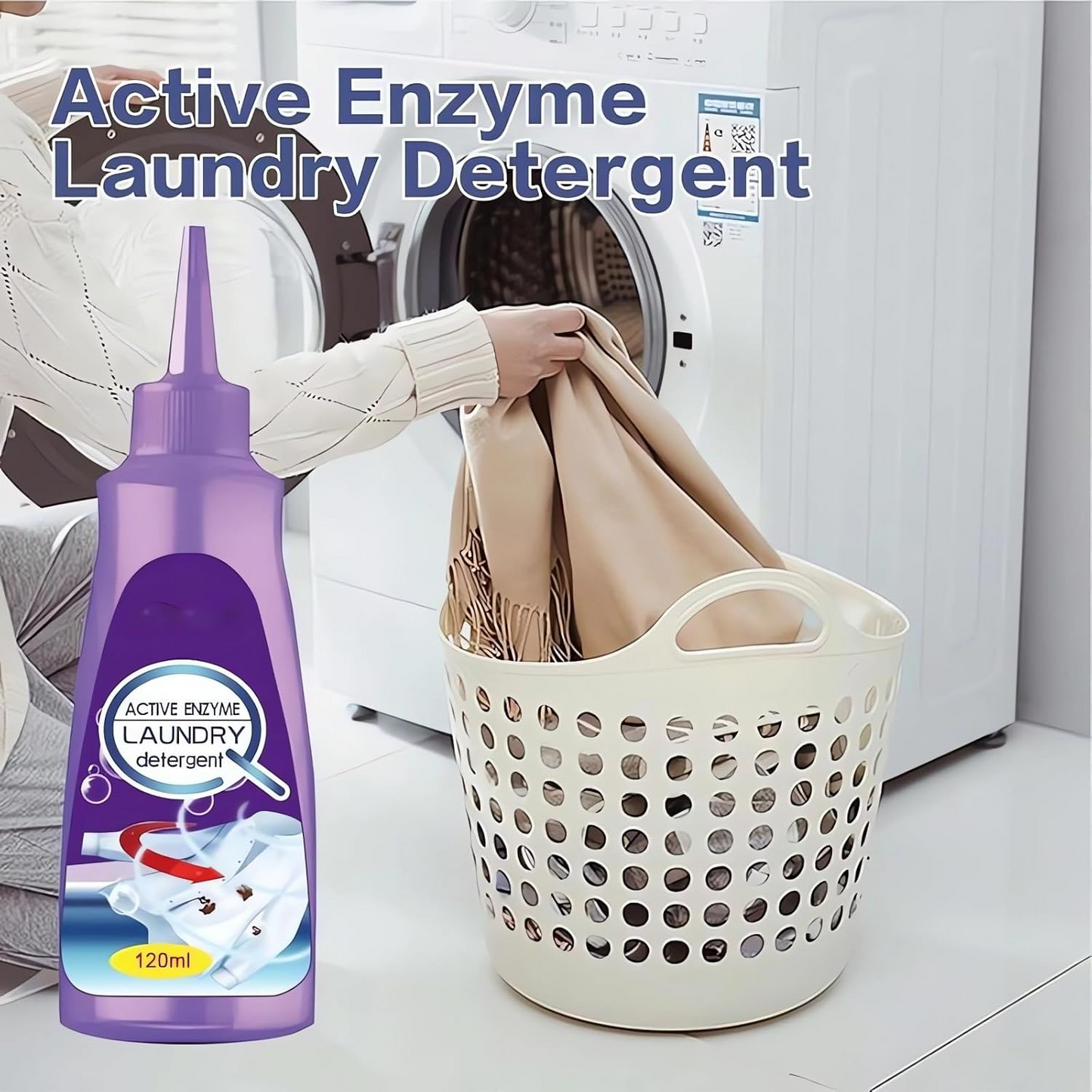 Active Enzyme Laundry Stain Remover - New Enzyme Cleaner Clothing Stain Remover, Natural Non Toxic Widely Applicable for Enzyme Carpet Fabric Hats Pet Oil Red Wine Ink Armpit Stain Remover (1PC)